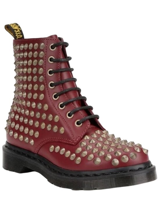 BNWOT Doc Martens Studded Burgundy Combat Boots, W 7 - M 6